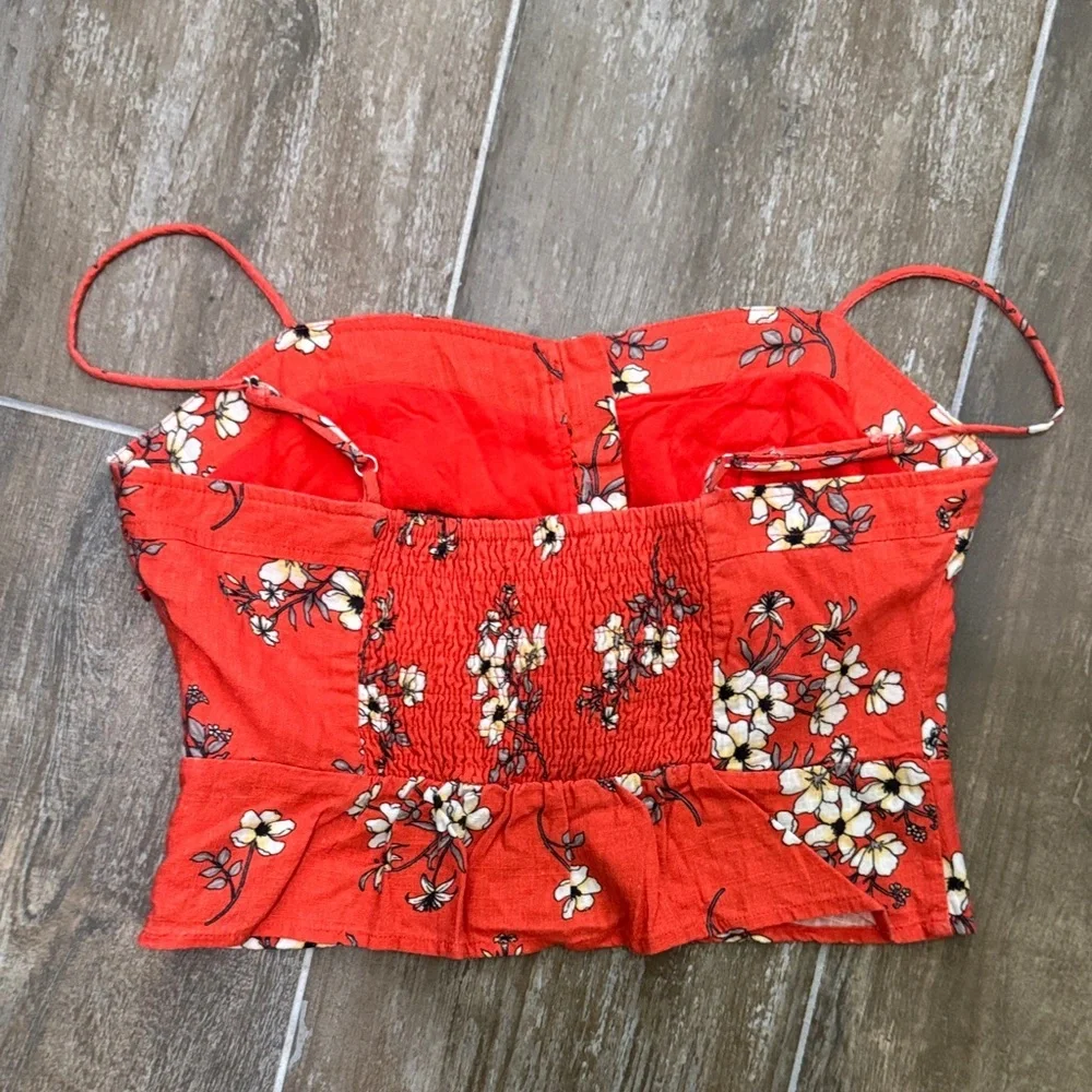 Miss Me Orange Red Floral Camisole Top - Picture 6 of 10